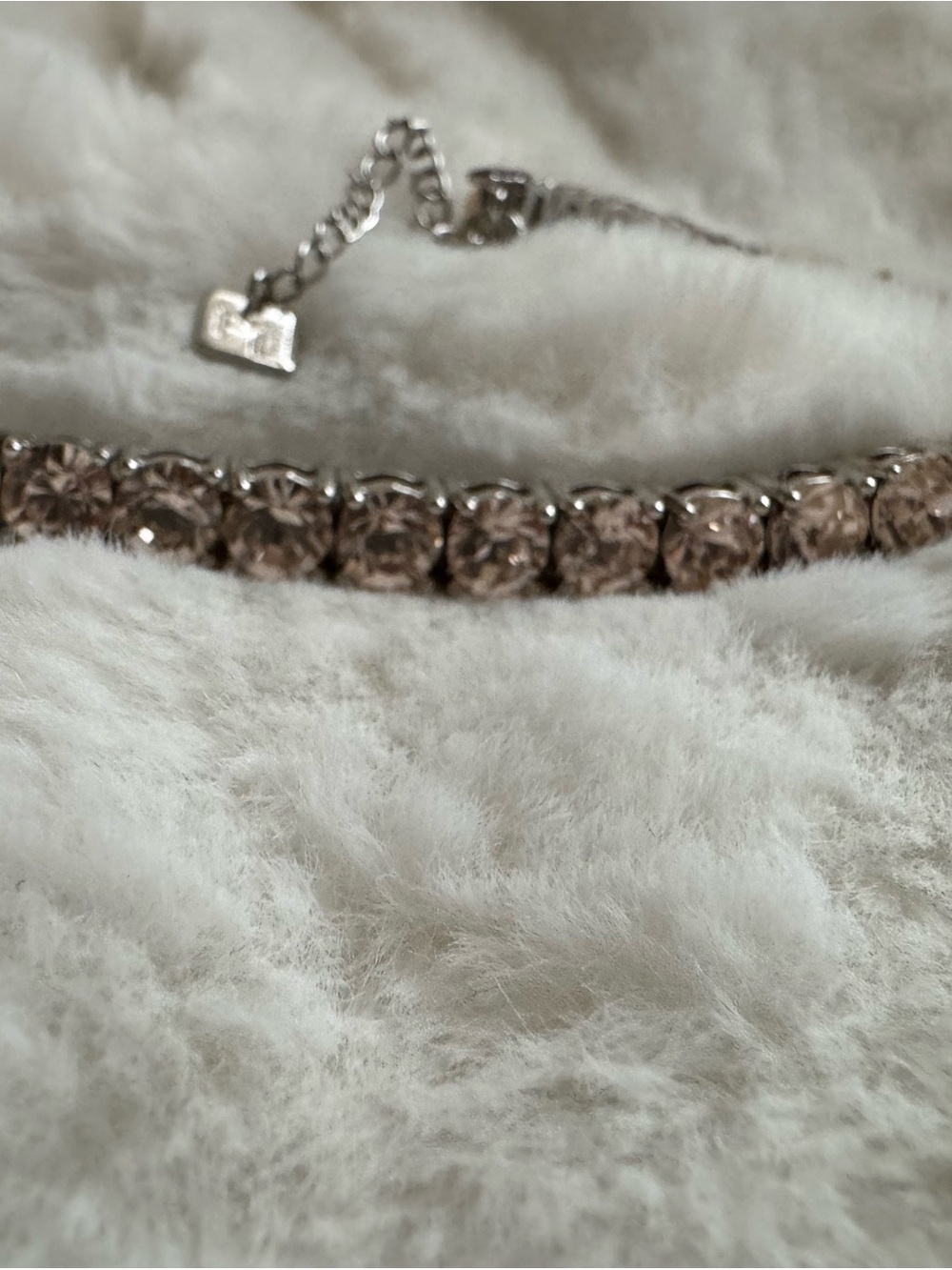 Silver “Blush” Tennis Bracelet with Blush Crystals